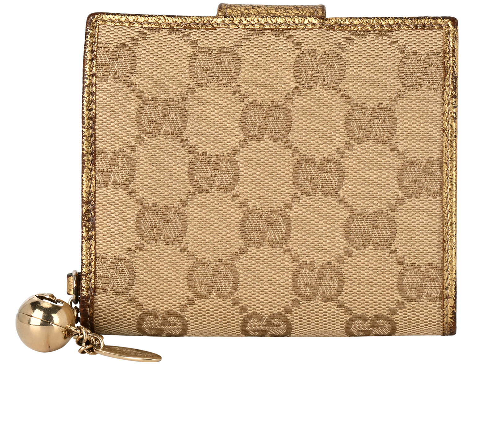 Gucci GG Charm Wallet, &pound;190, Accessories, Gold, Canvas/Leather, Back view